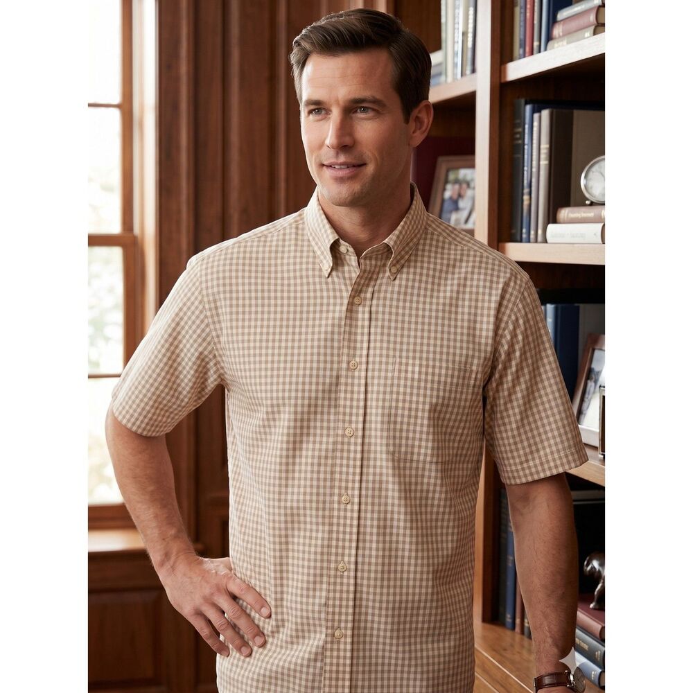 JOS. A. BANK XL Short Sleeve Gingham Button Down Shirt